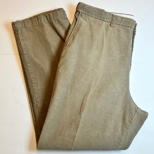 Haggar Generations Mens Khaki Corduroy Pants 38x32 Classic Fit Pleated Front